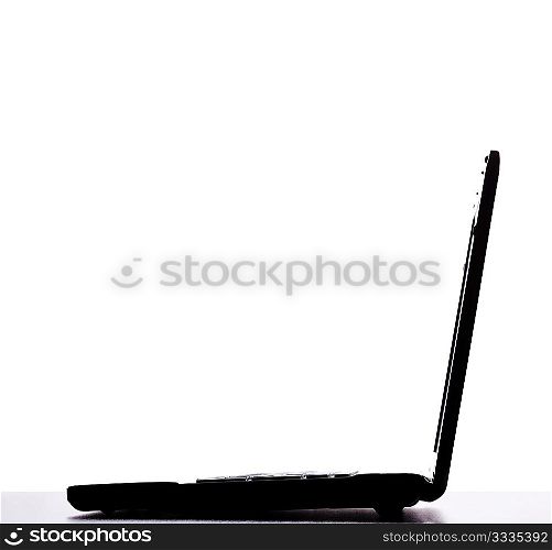 notebook silhouette on white background, selective focus on nearest part