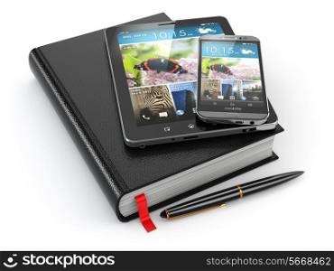 Notebook, tablet pc and mobile phone. 3d