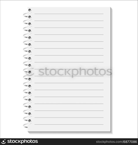 Notebook with a spiral on a white background