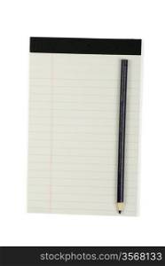 Notebook with pencil isolated on white