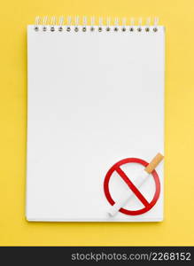 notebook with stop smoking sign