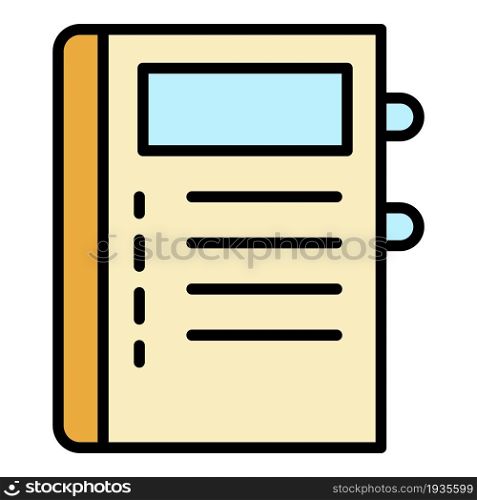 Notepad icon. Outline notepad vector icon color flat isolated. Notepad icon color outline vector