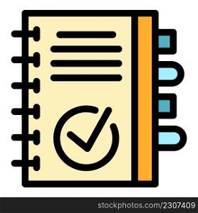 Notepad icon. Outline notepad vector icon color flat isolated. Notepad icon color outline vector