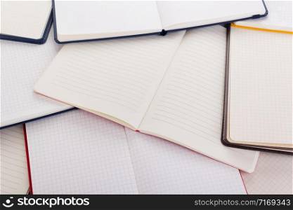 notepad or notebook paper as background, top view