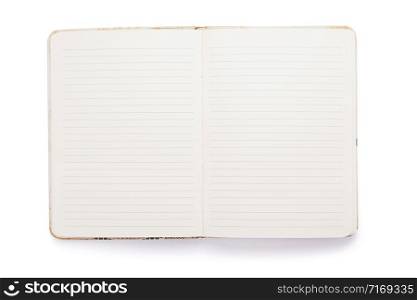 notepad or notebook paper isolated at white background, top view