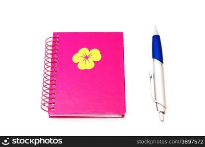 notepad with pen on a white background