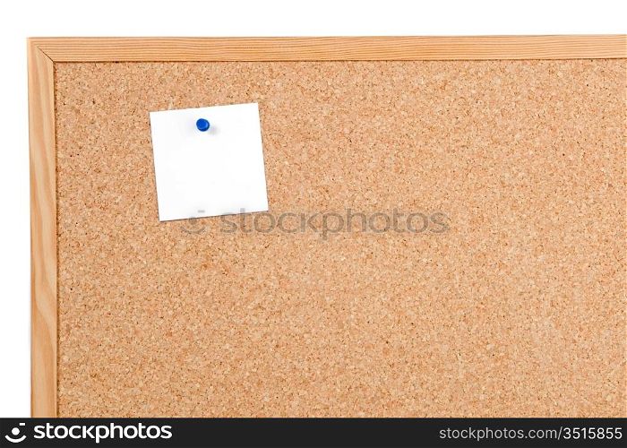 Noticeboard of cork with one paper in blank
