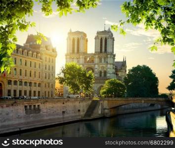 Notre Dame cathedral at dawn. Paris, France.