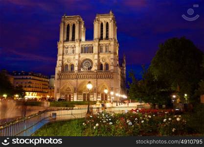 Notre Dame cathedral in Paris sunset in France French Gothic architecture