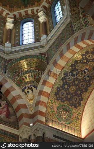 Notre Dame De La Garde cathedral in Marseille, France. Detail of interior