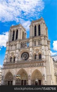 Notre Dame de Paris cathedral is the one of the most famous symbols of Paris in a summer day