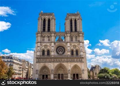 Notre Dame de Paris cathedral is the one of the most famous symbols of Paris in a summer day