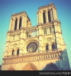 Notre Dame de Paris, France. Retro style filtred image