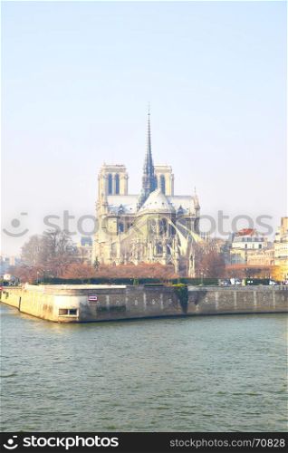 Notre Dame de Paris on Cite Island in spring, Paris