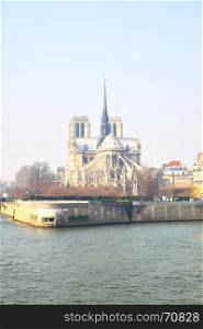 Notre Dame de Paris on Cite Island in spring, Paris