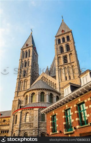 Notre-Dame de Tournai towers, Cathedral of Our Lady, Tournai, Walloon municipality, Belgium