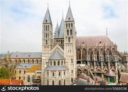 Notre-Dame de Tournai towers, Cathedral of Our Lady, Tournai, Walloon municipality, Belgium