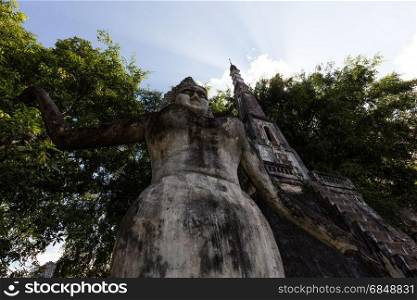 November 23 2016 Vientiane, Laos Religious statues at Wat Xieng Khuan Buddha park.