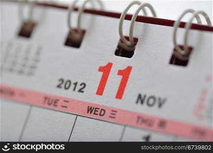 November of 2012 calendar