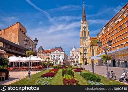 Novi Sad square and architecture street view, Vojvodina region of Serbia