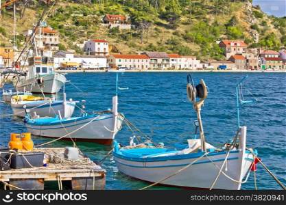 Novigrad dalmatinski boats on the coast, Dalmatian village in Croatia