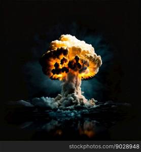Nuclear explosion isolated on dark background . High quality 3d illustration. Nuclear explosion isolated on dark background 