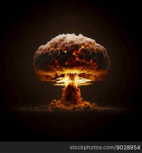 Nuclear explosion isolated on dark background . High quality 3d illustration. Nuclear explosion isolated on dark background 
