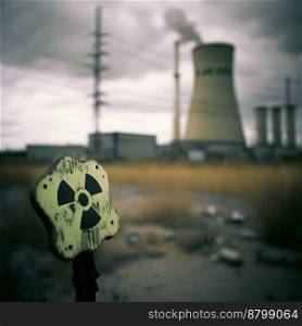Nuclear plant leak danger sign, Nuclear war danger sign 3d illustrated