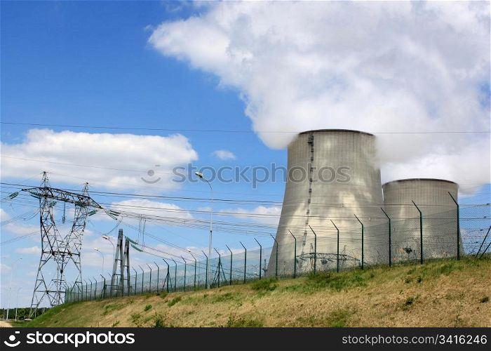 nuclear power plant in operation for production of electrical energy