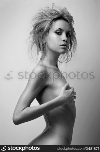 Nude elegant girl.Beautiful woman. Fashion art photo.