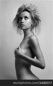 Nude elegant girl.Beautiful woman. Fashion art photo.