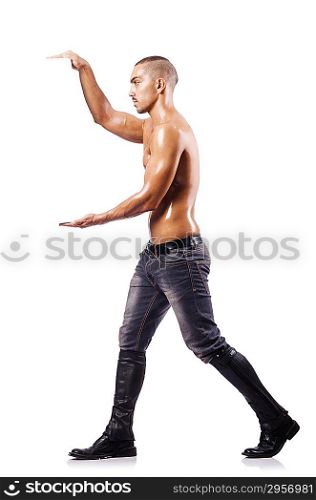 Nude man isolated on the white background