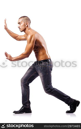 Nude man isolated on the white background