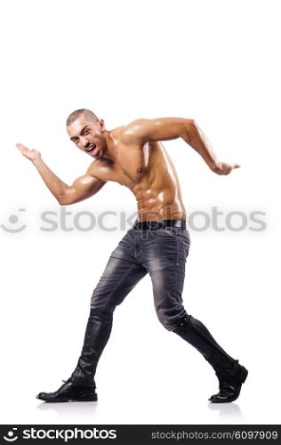 Nude man isolated on the white background
