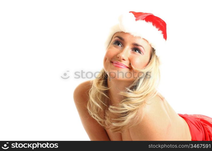 nude santa girl hide behind hands