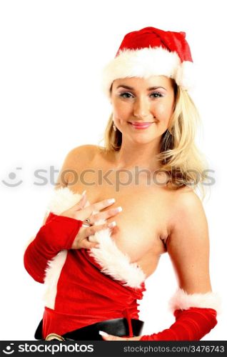 nude santa girl hide behind hands