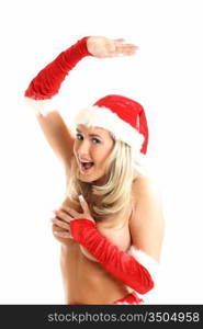 nude santa girl hide behind hands and say oops