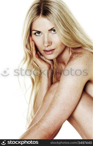 nude woman isolated on white