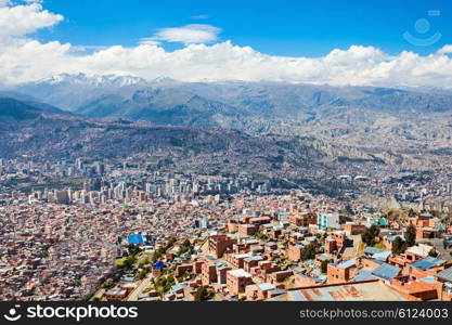 Nuestra Senora de La Paz aerial view, Bolivia
