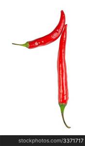 Number 1 made from chili, with clipping path