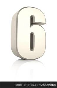 Number 6 isolated on white background. 3d render