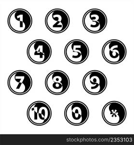 Number Center Aligned One To Ten Vector Art Illustration