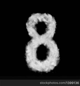 number eight made of white clouds on blue background, not render. Concept idea. clouds in shape of figure eight