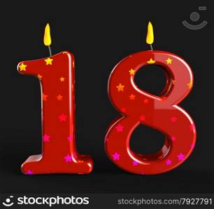 Number Eighteen Candles Showing Teen Birthday Or Decoration