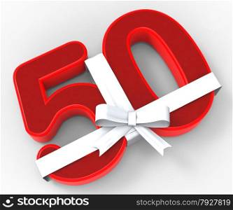 Number Fifty With Ribbon Meaning Happiness And Celebrations
