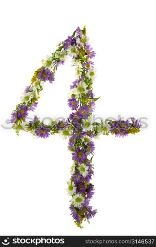 Number Four In A Purple And White Flower Font