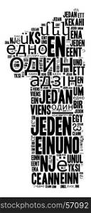 Number one different languages wordcloud text concept