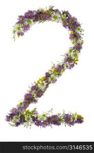 Number Two In A Purple And White Flower Font