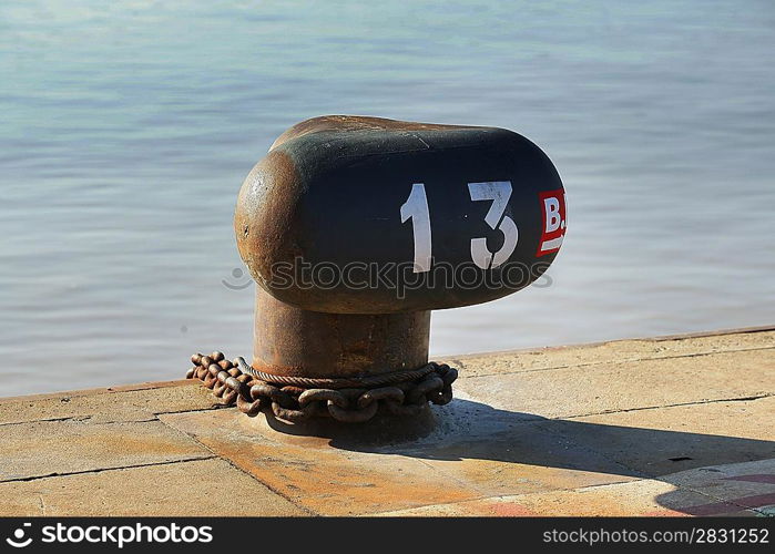 Numbered bollard at the pier