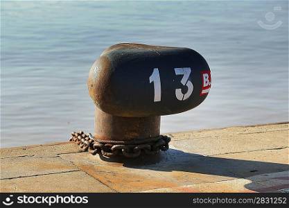 Numbered bollard at the pier